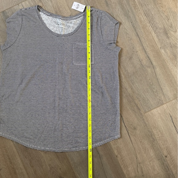 NWT LOFT XS Linen Stripe Short Sleeve Tee Short Top with Pocket - Picture 7 of 13